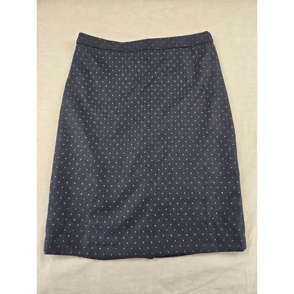 Sweet Salt Modest Clothing Navy Blue Polka Dot A-Line Skirt Large Knee Length